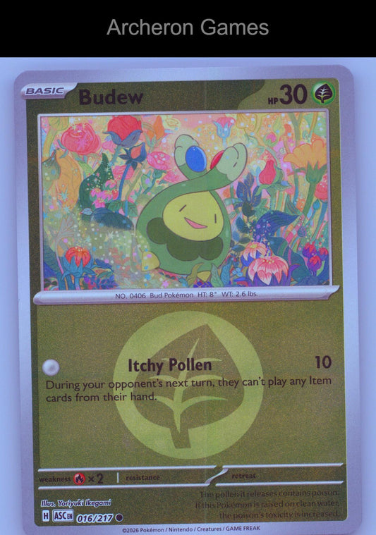 Pokemon Card Budew (Energy Symbol Pattern) ASC 016/217 Reverse Holo