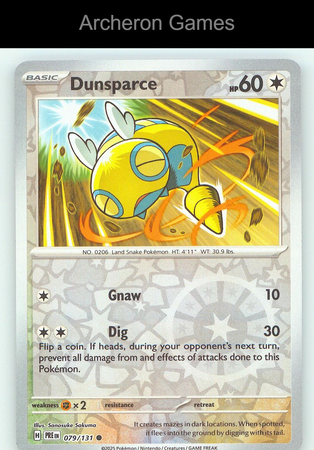 Pokemon Card Dunsparce PRE 079/131 C Prismatic Evolutions Reverse Holo