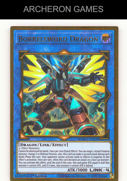 Borrelsword Dragon (Alternate Art) GOLD RARE YUGIOH Card 1st Edition