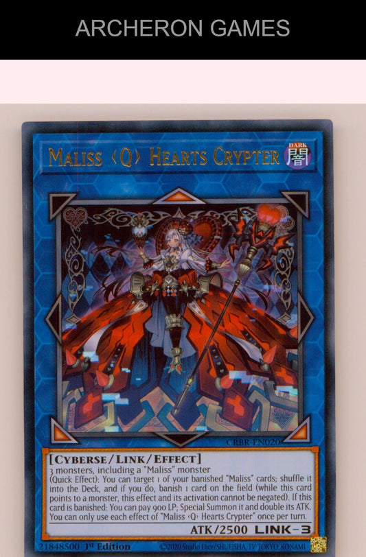 Maliss Q Hearts Crypter Ultra Rare YUGIOH Card 1st Edition