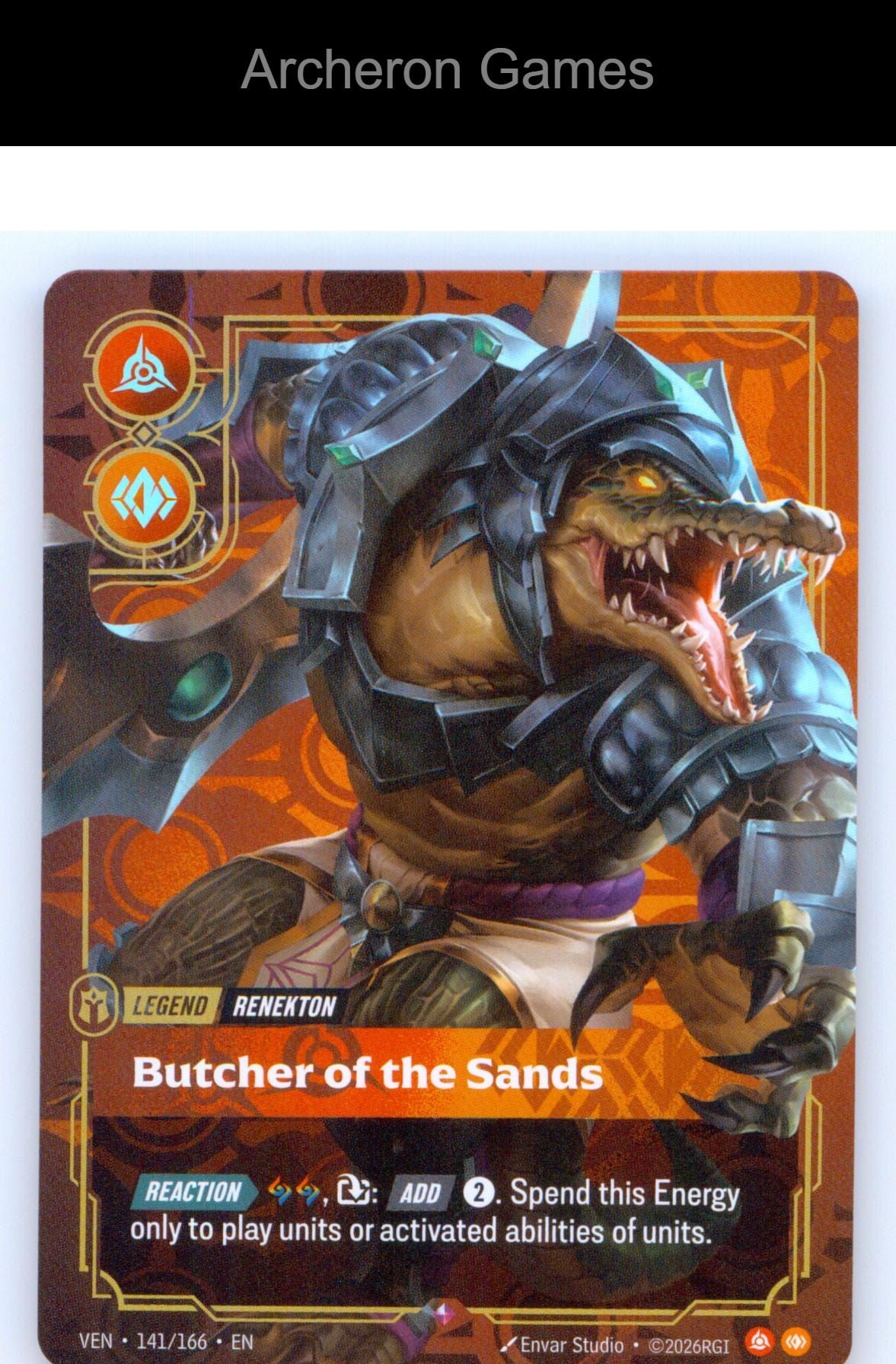 Renekton - Butcher of the Sands VEN 141/166 R Vendetta Riftbound Card