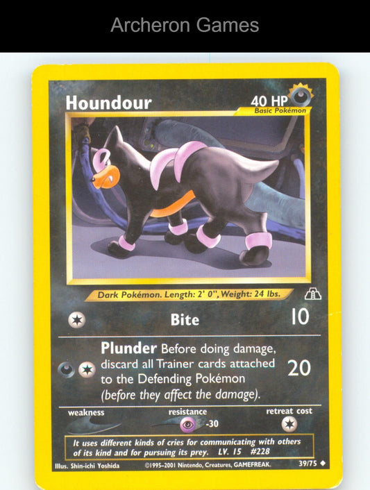 Pokemon Card Houndour N2 39/75 UC Neo Discovery Unlimited