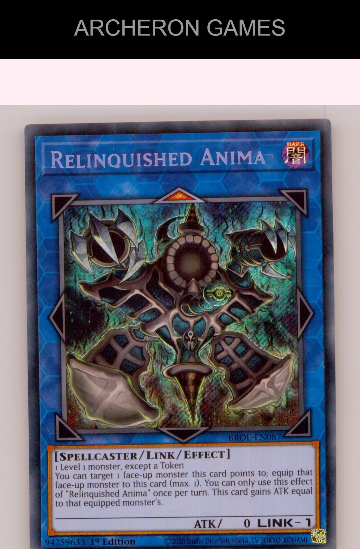 Relinquished Anima SEC YUGIOH Card 1st Edition