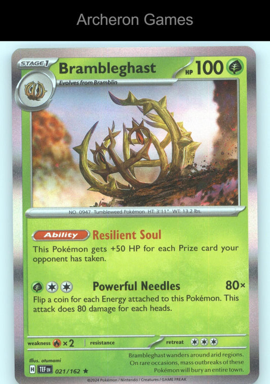Pokemon Card Brambleghast TEF 021/162 R Temporal Forces Holo