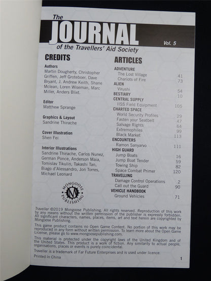 The Journal of the Travellers' Aid Society volume 5 - Mongoose Publishing Roleplay Softback #2WE
