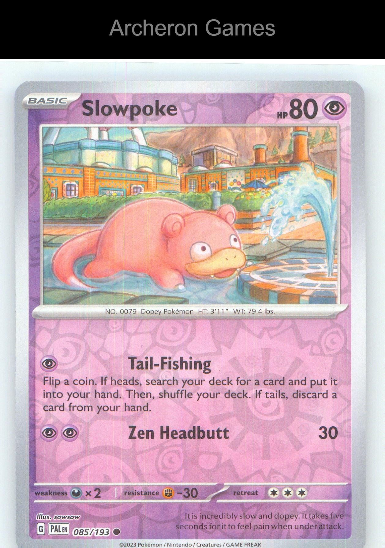 Pokemon Card Slowpoke PAL 085/193 C Paldea Evolved Reverse Holo