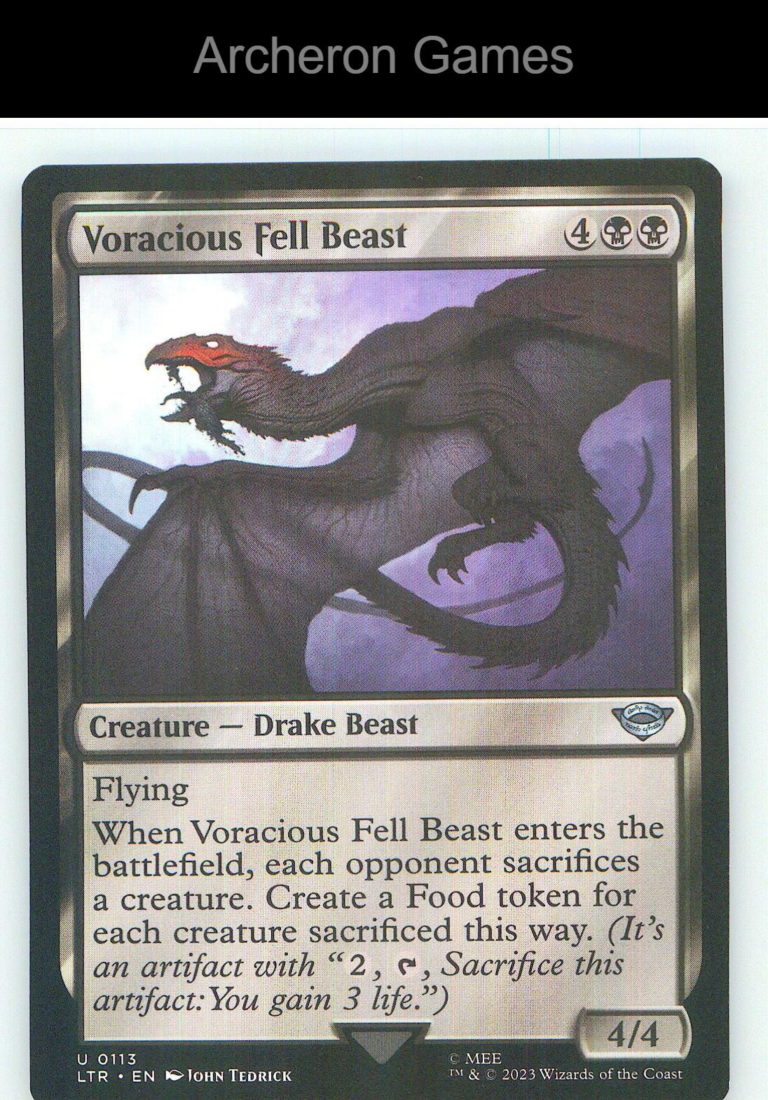 Voracious Fell Beast LTR 113 UC MTG Card NM/EX+