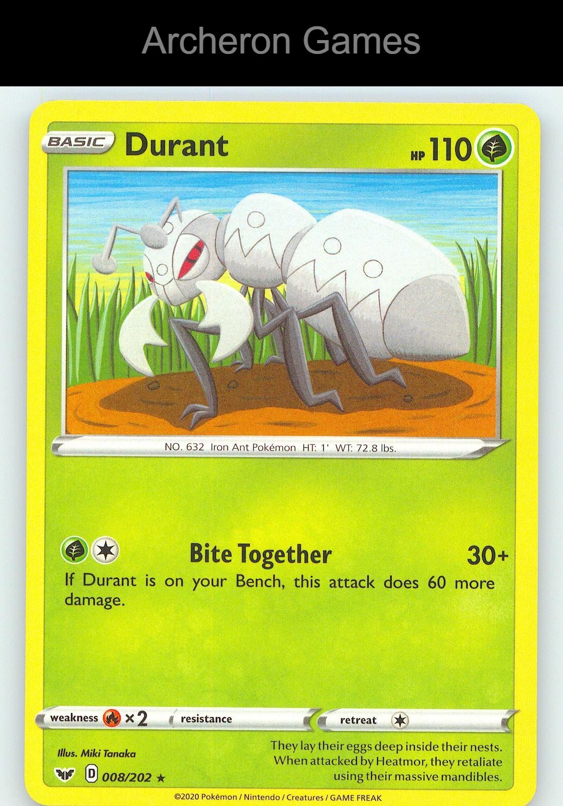 Pokemon Card Durant SSH 008/202 R Sword & Shield