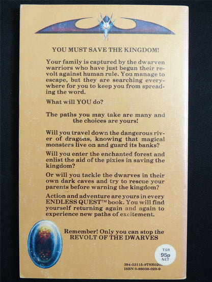 D&D Adventure Book: Revolt of the Dwarves Endless Quest - Vintage Novel Softback #LT