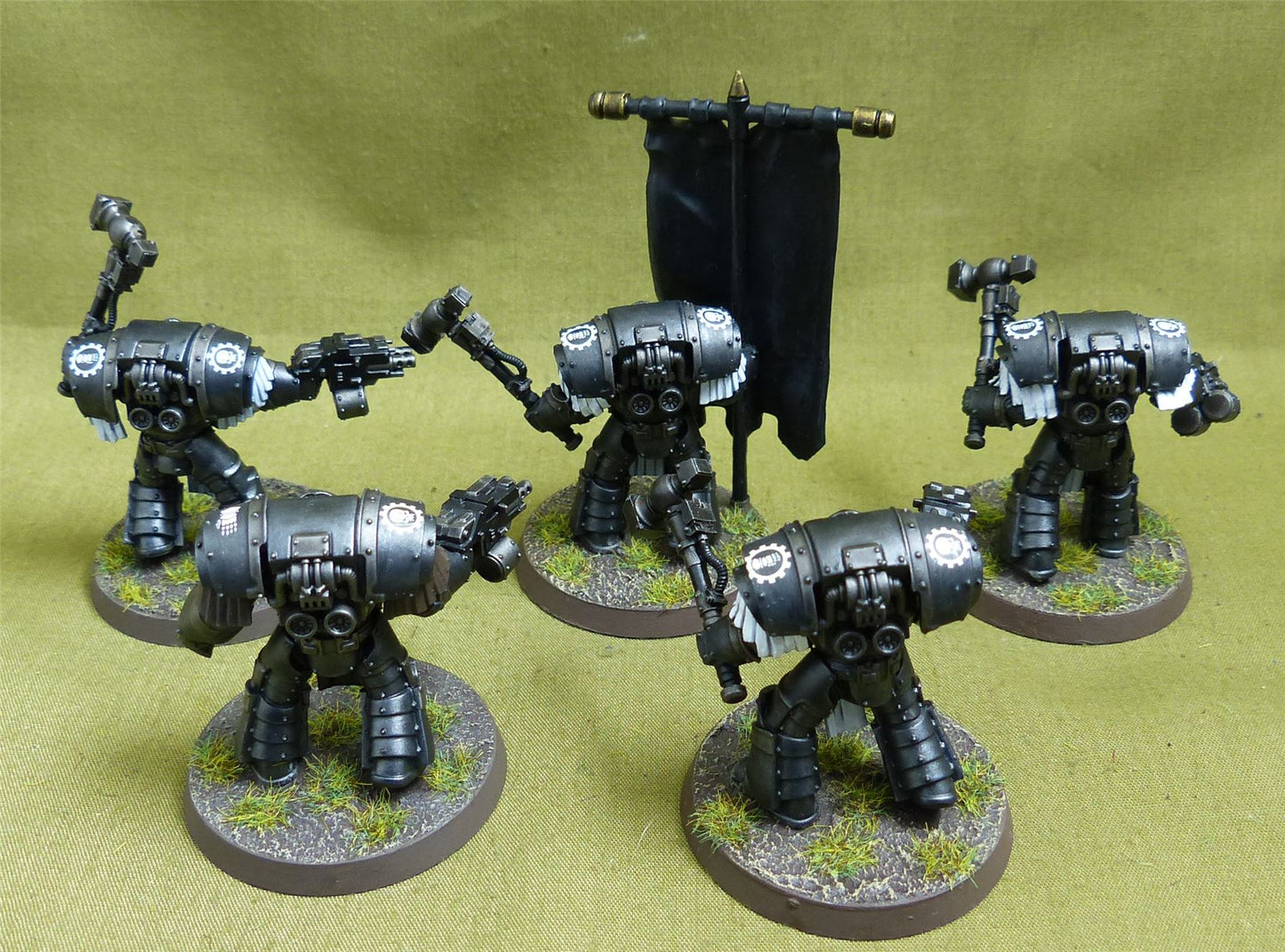 Legion Cataphractii Terminator Command Squad painted - Iron Hands - Warhammer Horus Heresy #2QA