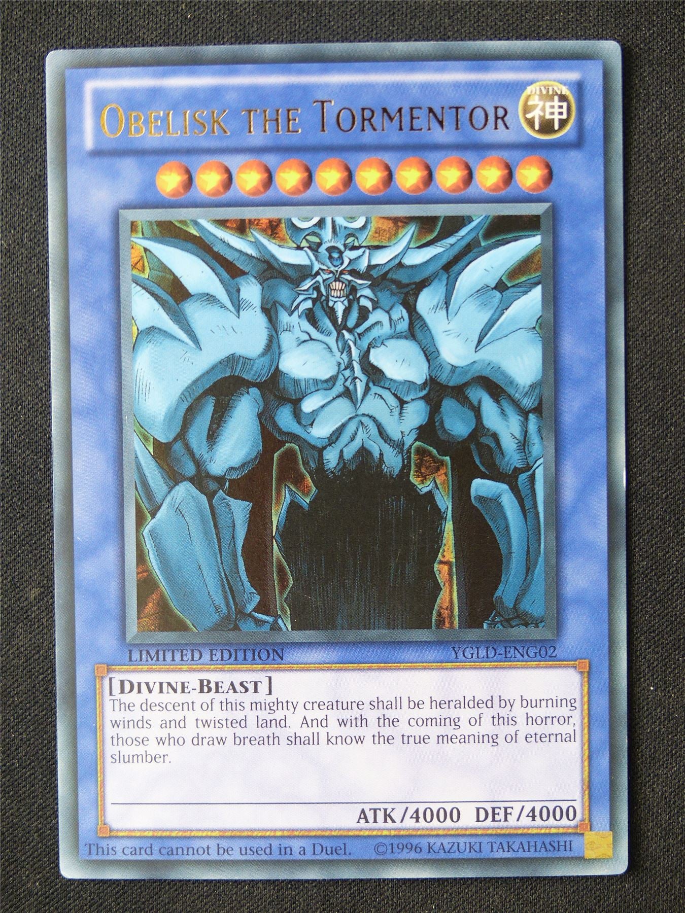 Obelisk the Tormentor YGLD Ultra Rare - limited ed Yugioh Card #M