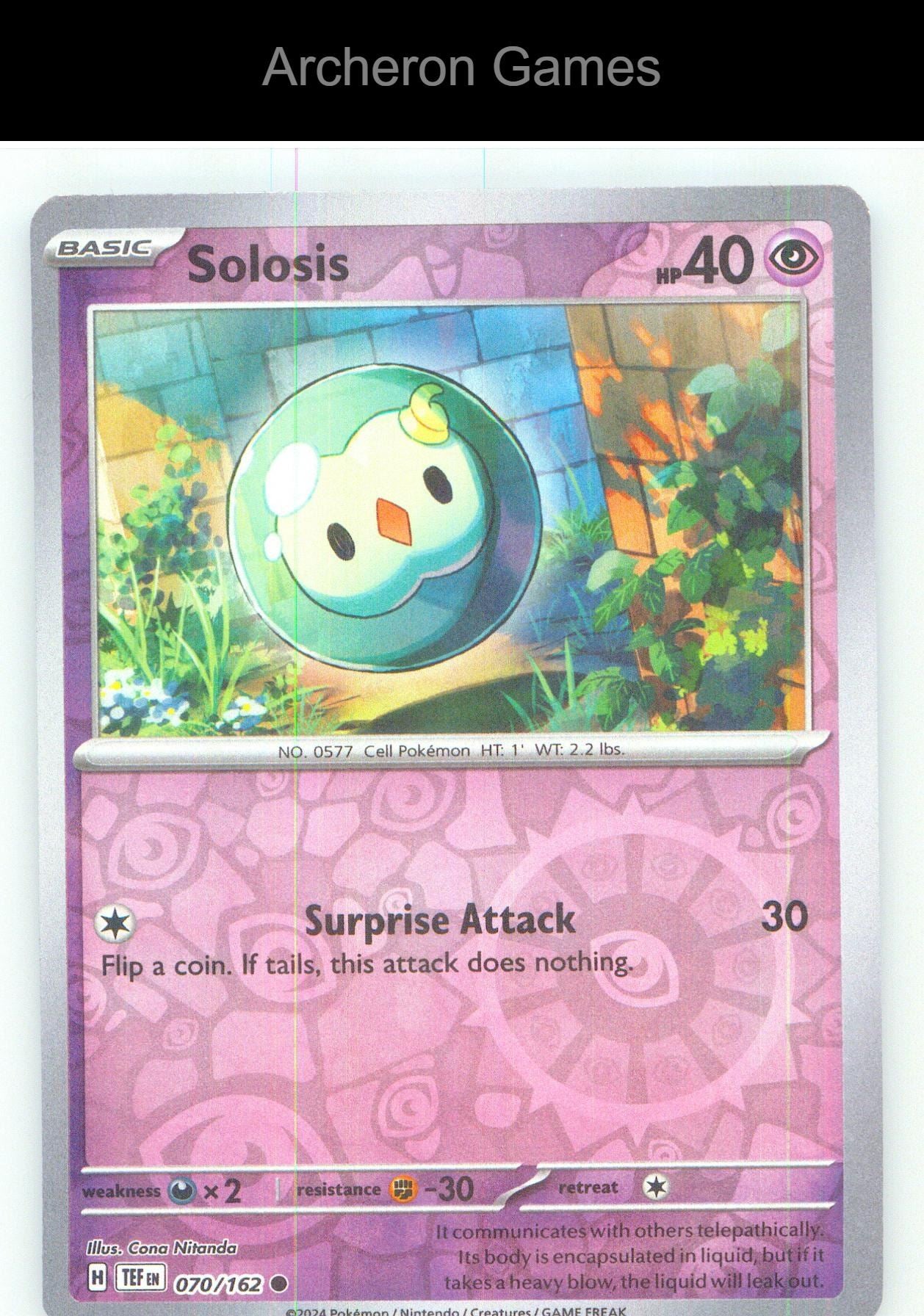 Pokemon Card Solosis TEF 070/162 C Temporal Forces Reverse Holo