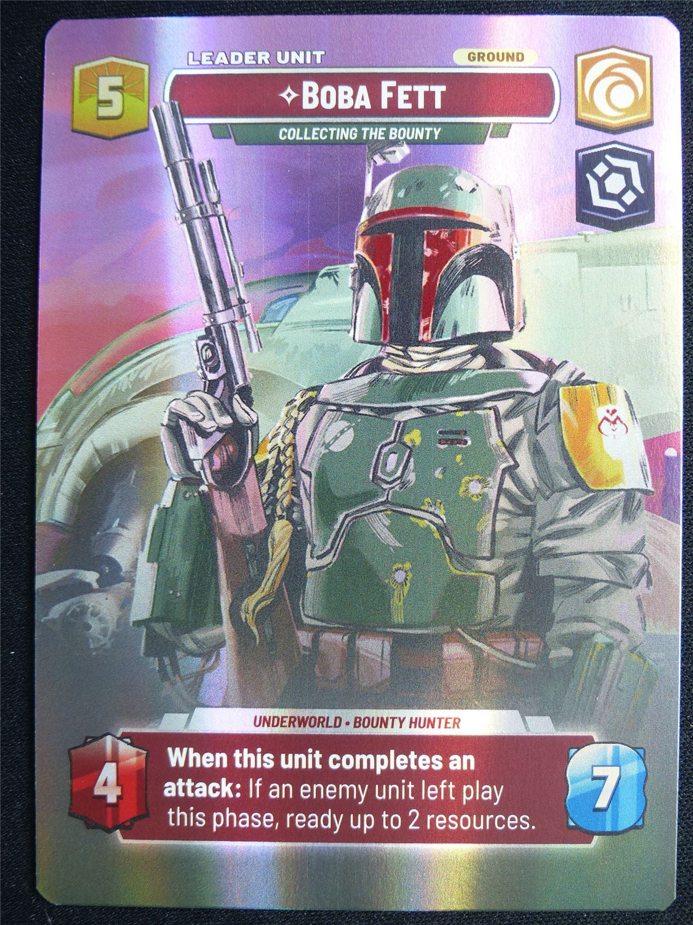 Boba Fett Collecting the Bounty 265 Showcase Foil - Star Wars Unlimited Card #4T1