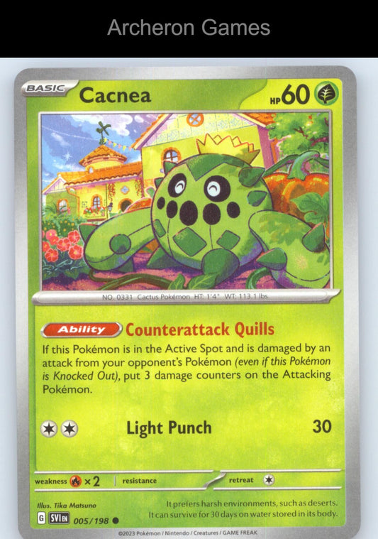 Pokemon Card Cacnea SVI 005/198 C Scarlet & Violet