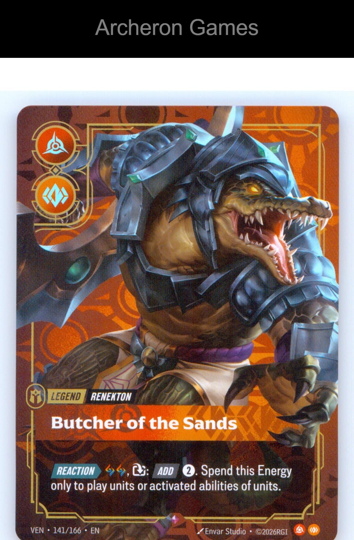 Renekton - Butcher of the Sands VEN 141/166 R Vendetta Riftbound Card
