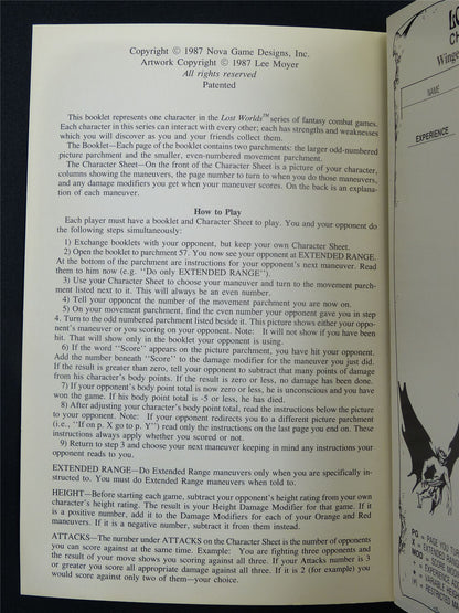 Lost Worlds Fantasy Combat Book Game: Winged Gargoyle with Scimitar Booklet - Nova Rules Booklet #2VT