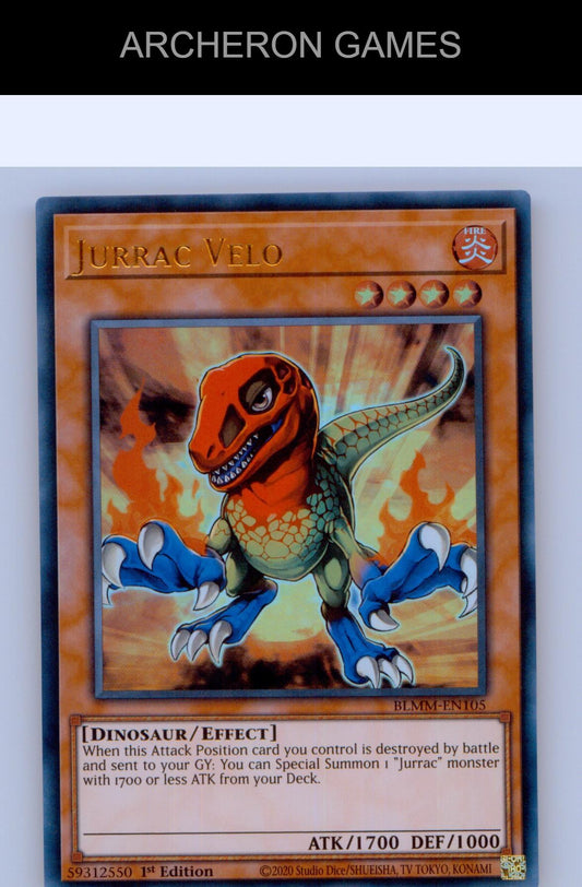 Jurrac Velo Ultra Rare YUGIOH Card 1st Edition