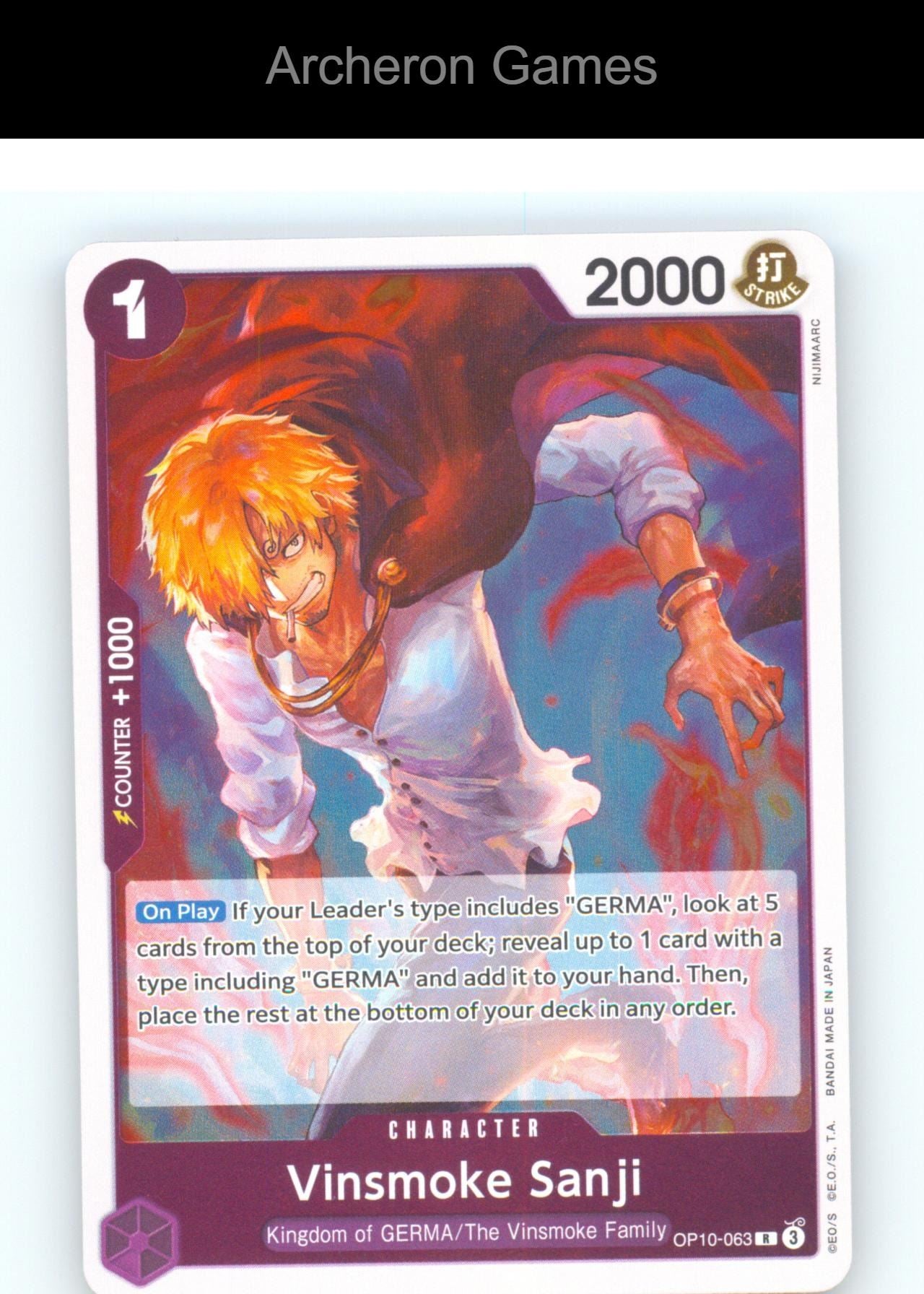 Vinsmoke Sanji OP10-063 R One Piece Card NM/EX+ Foil