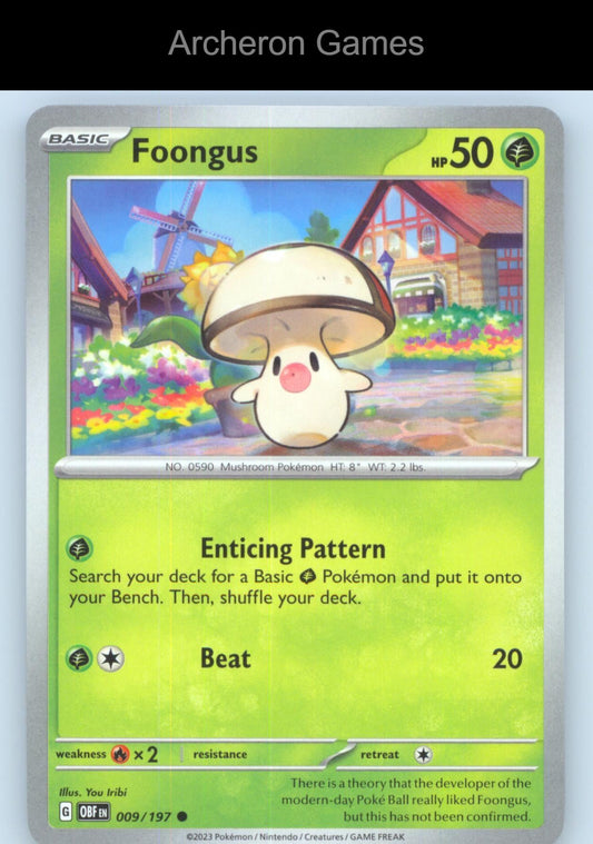 Pokemon Card Foongus OBF 009/197 C Obsidian Flames