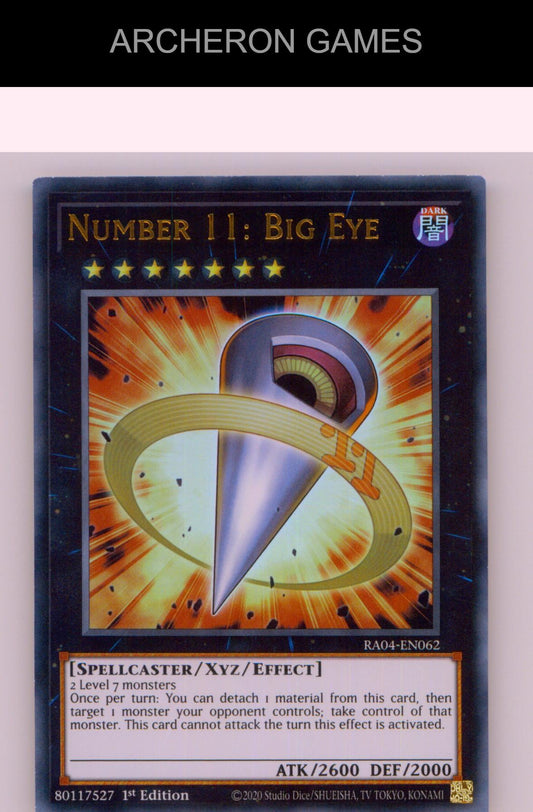 Number 11: Big Eye (UR) Ultra Rare YUGIOH Card 1st Edition