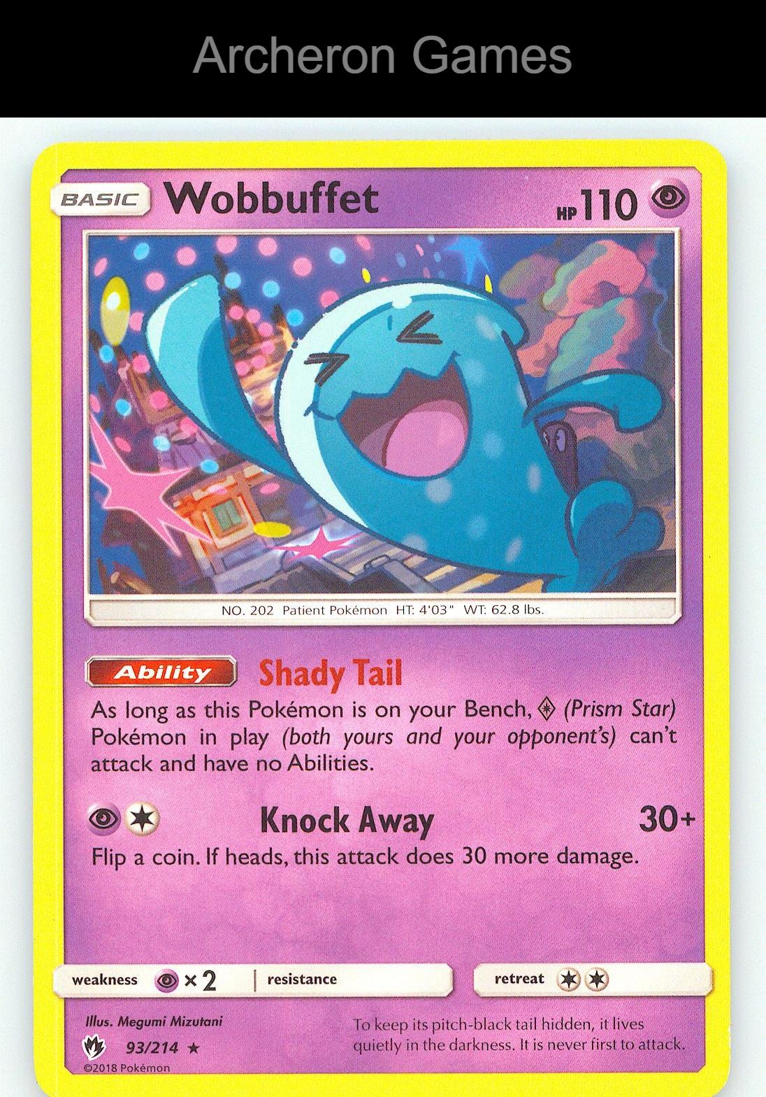 Pokemon Card Wobbuffet LOT 93/214 R Lost Thunder