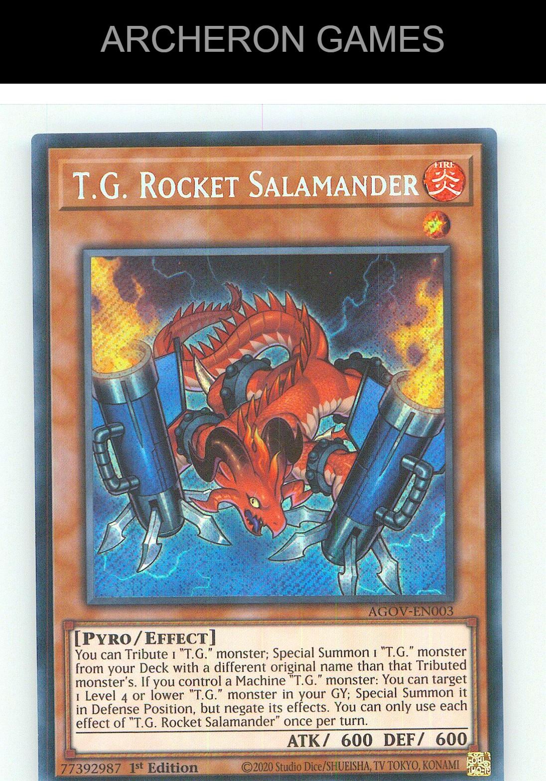 T.G. Rocket Salamander SEC YUGIOH Card 1st Edition