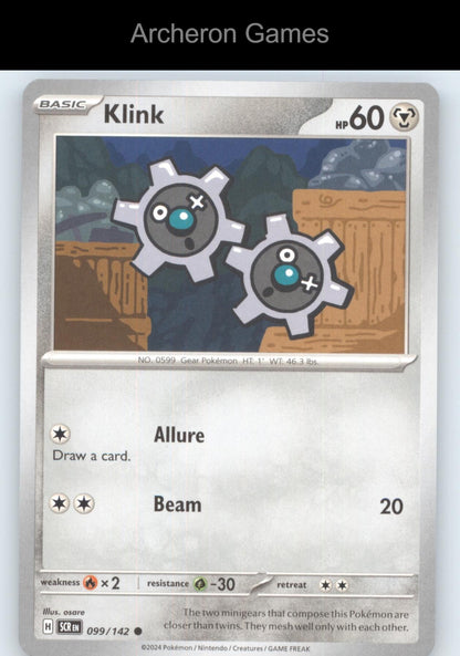 Pokemon Card Klink SCR 99/142 C Stellar Crown