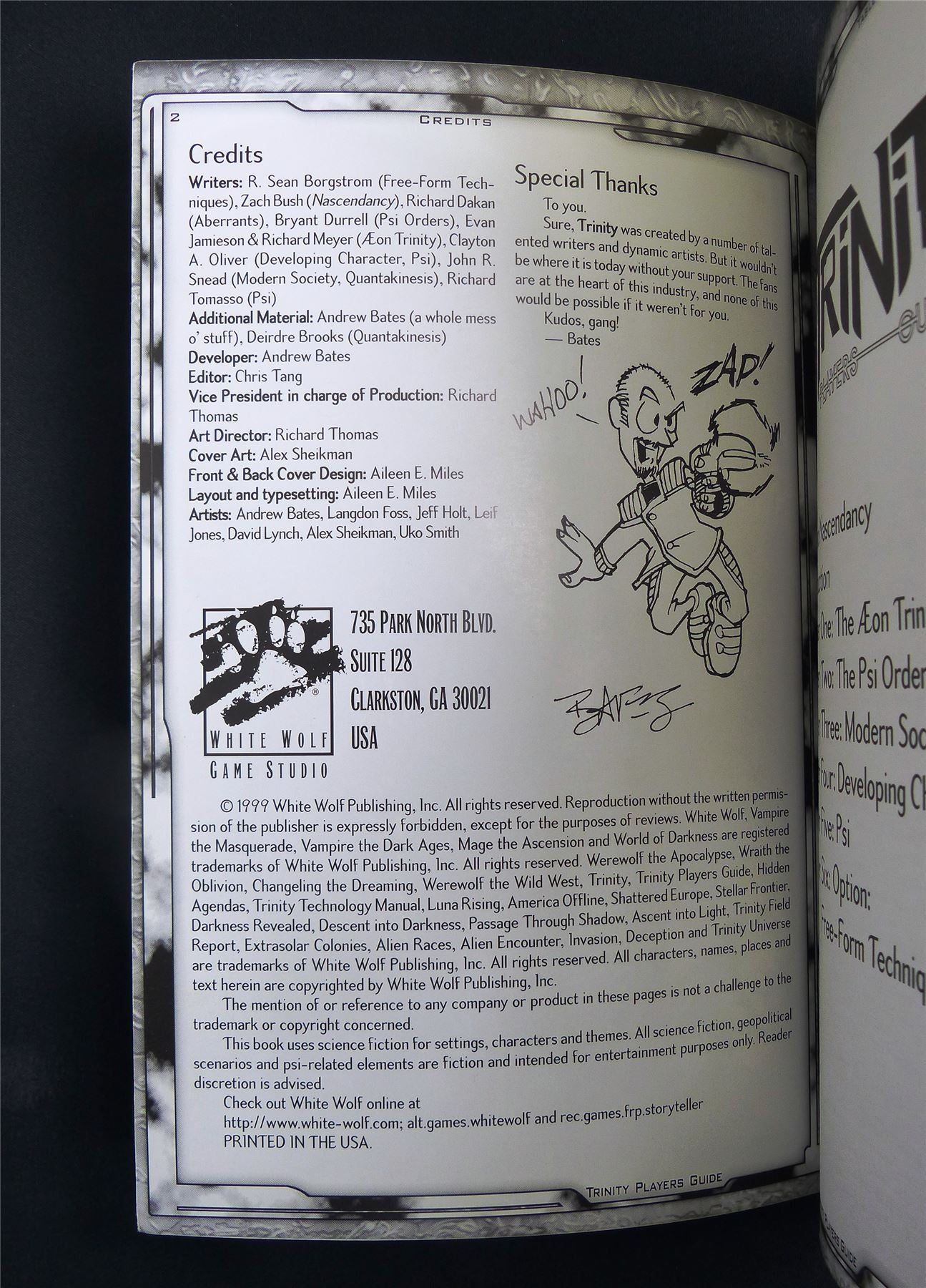 Trinity: Players Guide WW9010 - White Wolf Roleplay Softback #2UT