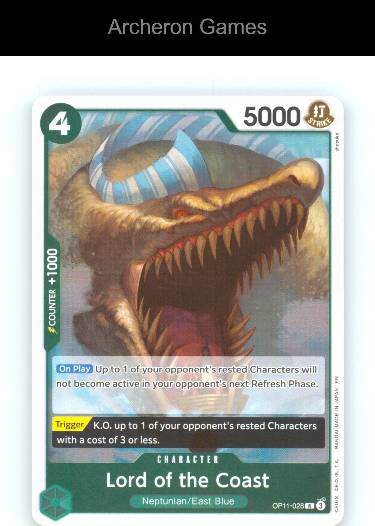 Lord of the Coast OP11-028 R One Piece Card NM/EX+ Foil