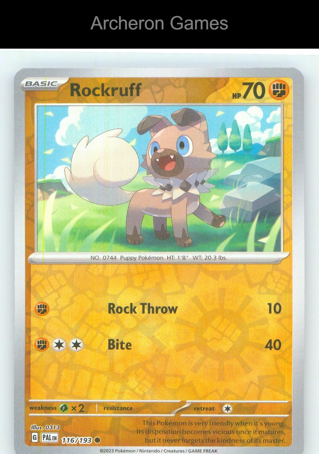 Pokemon Card Rockruff PAL 116/193 C Paldea Evolved Reverse Holo