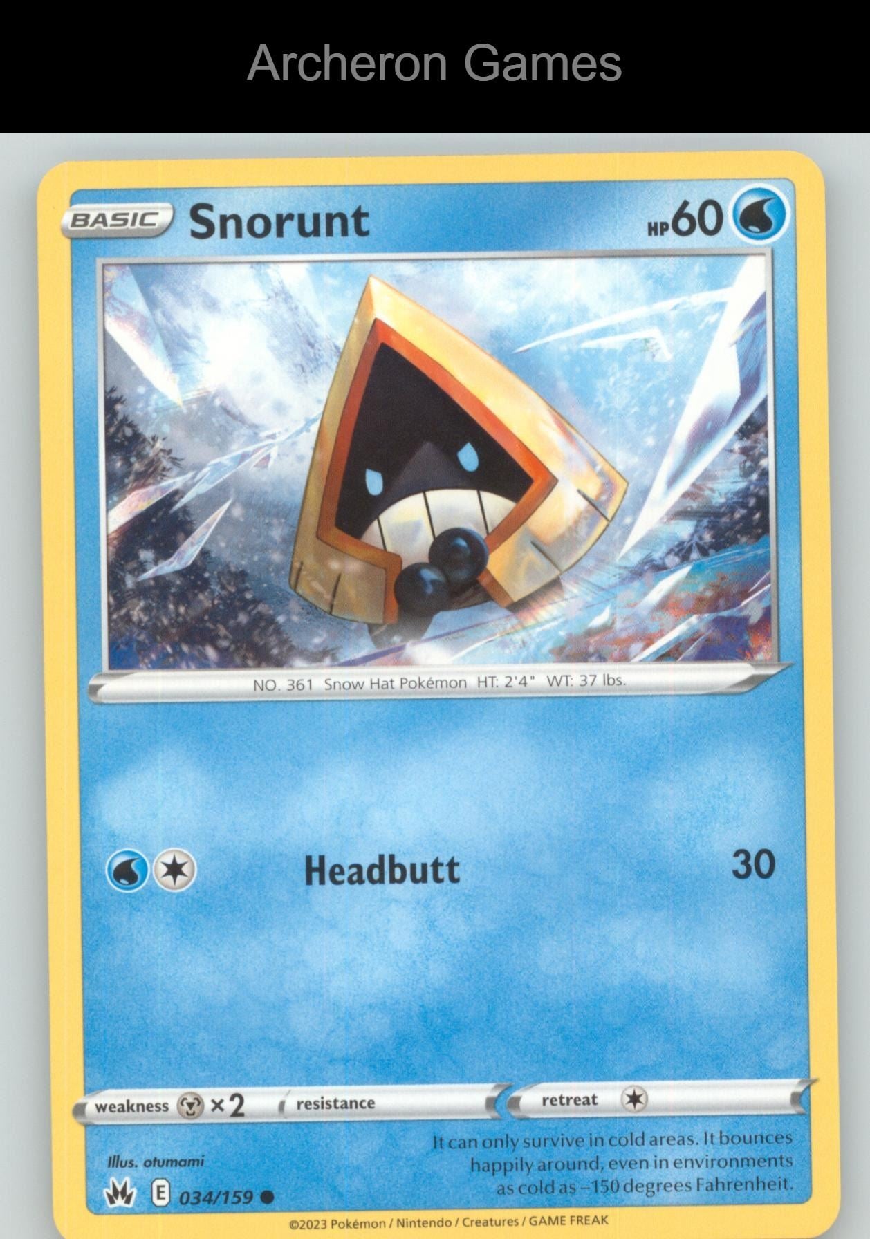 Pokemon Card Snorunt CRZ 034/159 C Crown Zenith