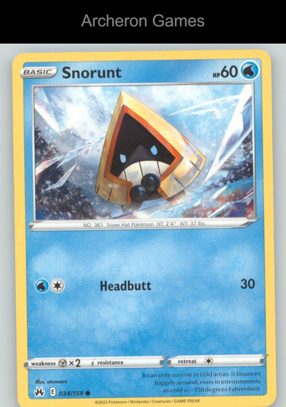 Pokemon Card Snorunt CRZ 034/159 C Crown Zenith