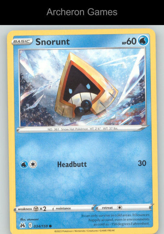 Pokemon Card Snorunt CRZ 034/159 C Crown Zenith