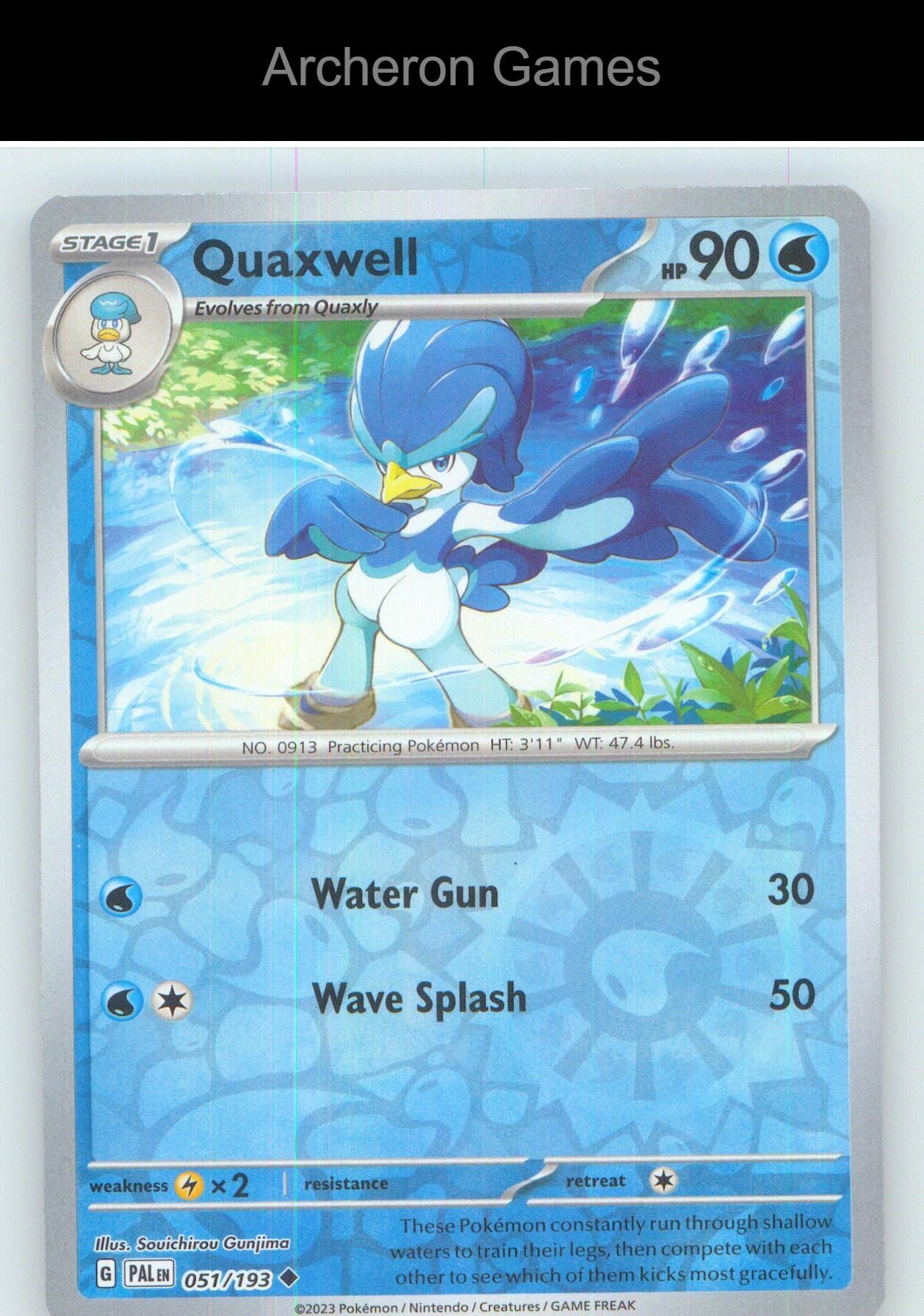 Pokemon Card Quaxwell PAL 051/193 UC Paldea Evolved Reverse Holo