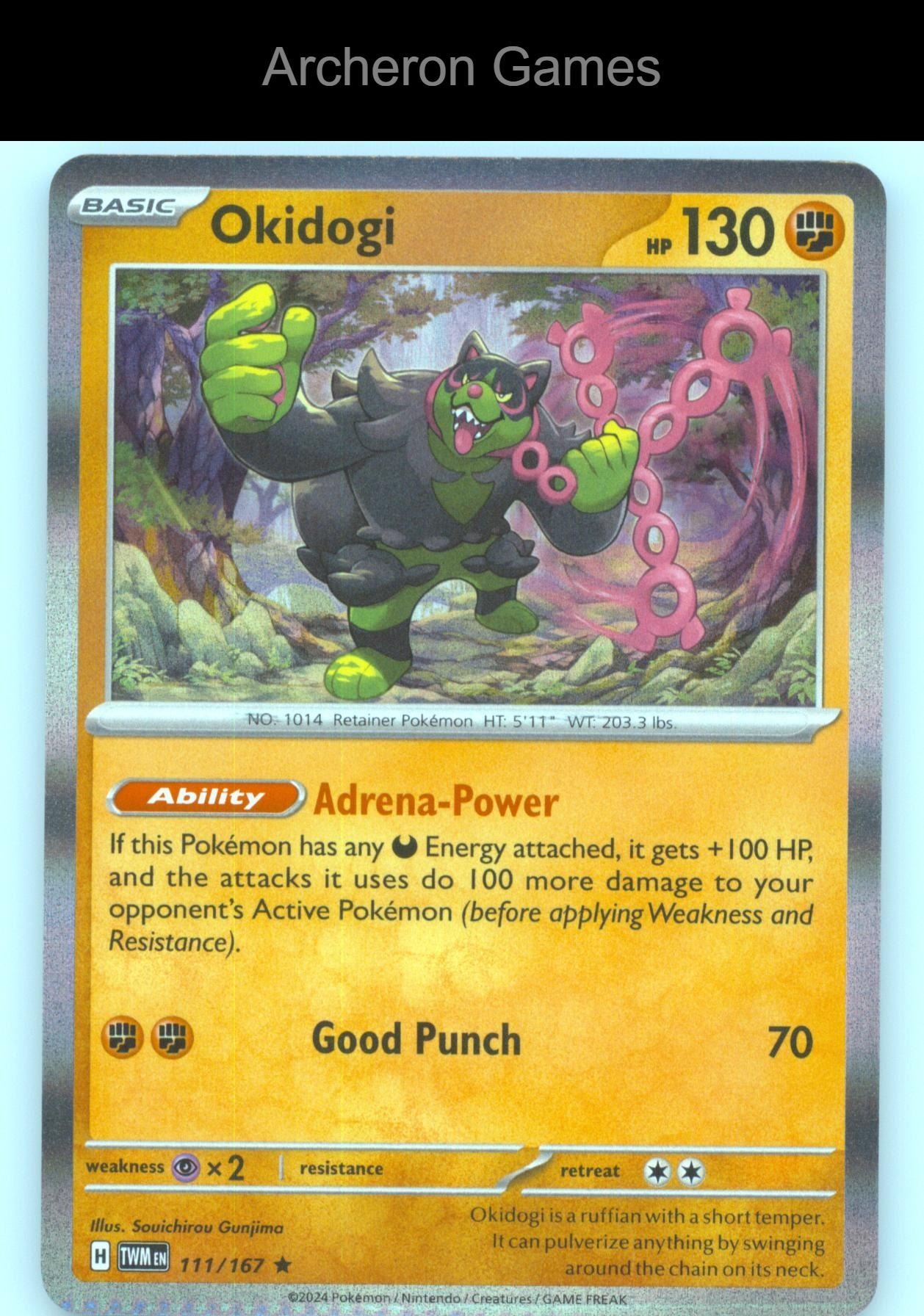 Pokemon Card Okidogi TWM 111/167 R Twilight Masquerade Holo