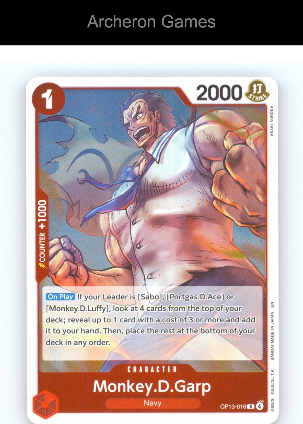 Monkey.D.Garp OP13-016 R One Piece Card NM/EX+ Foil