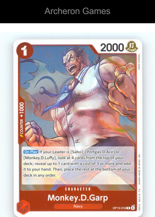 Monkey.D.Garp OP13-016 R One Piece Card NM/EX+ Foil