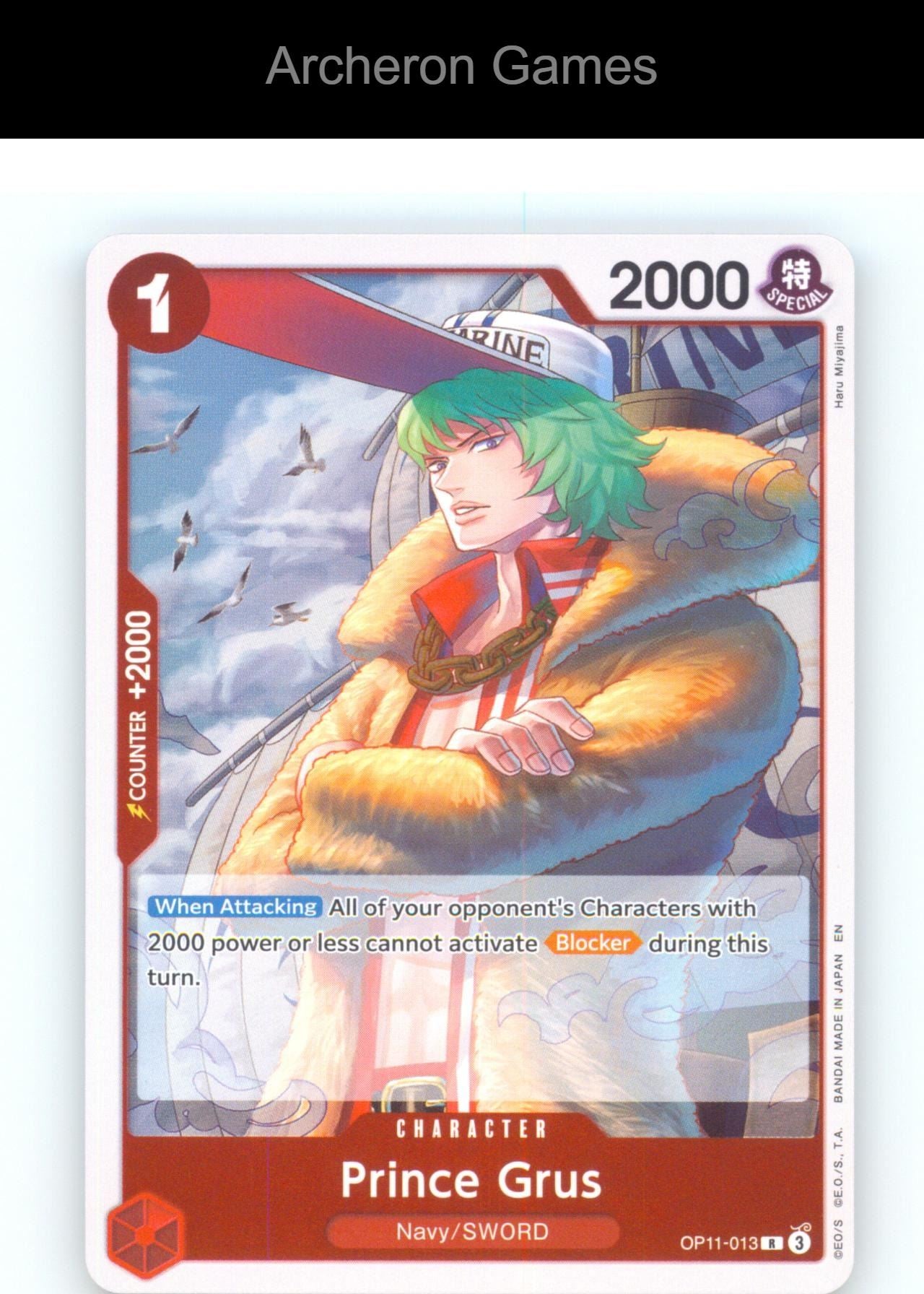 Prince Grus (Judge Pack Vol. 7) OP11-013 R One Piece Card NM/EX+ Foil