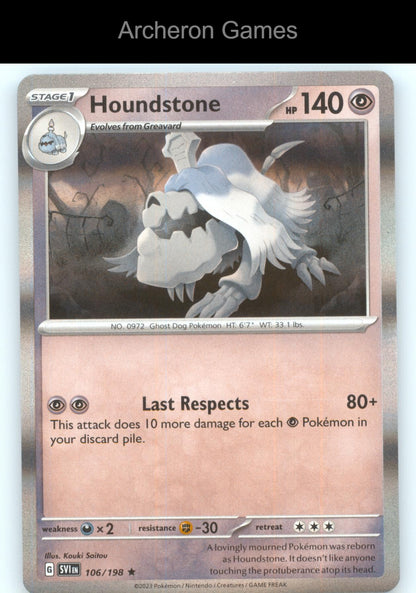 Pokemon Card Houndstone TTBB23 106/198 HOLO R Trick or Trade BOOster 2023