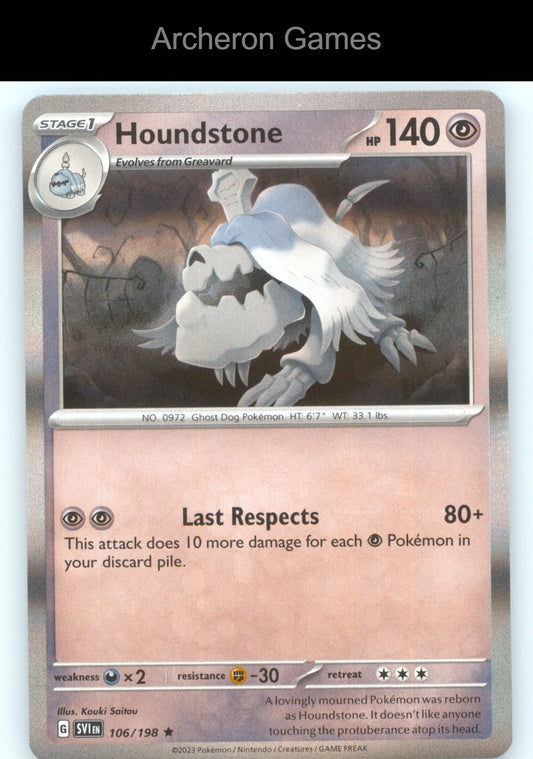 Pokemon Card Houndstone TTBB23 106/198 HOLO R Trick or Trade BOOster 2023