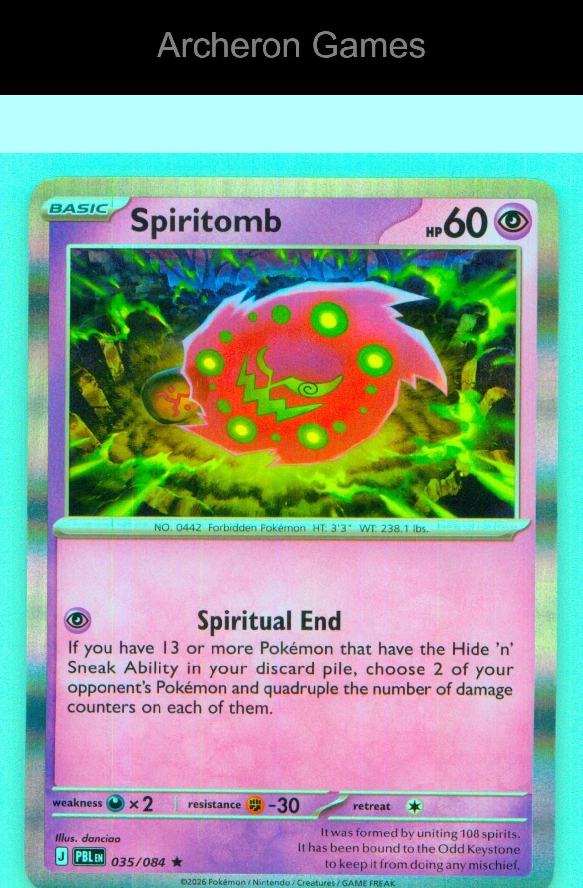 Pokemon Card Spiritomb ME05 035/084 R Pitch Black Holo