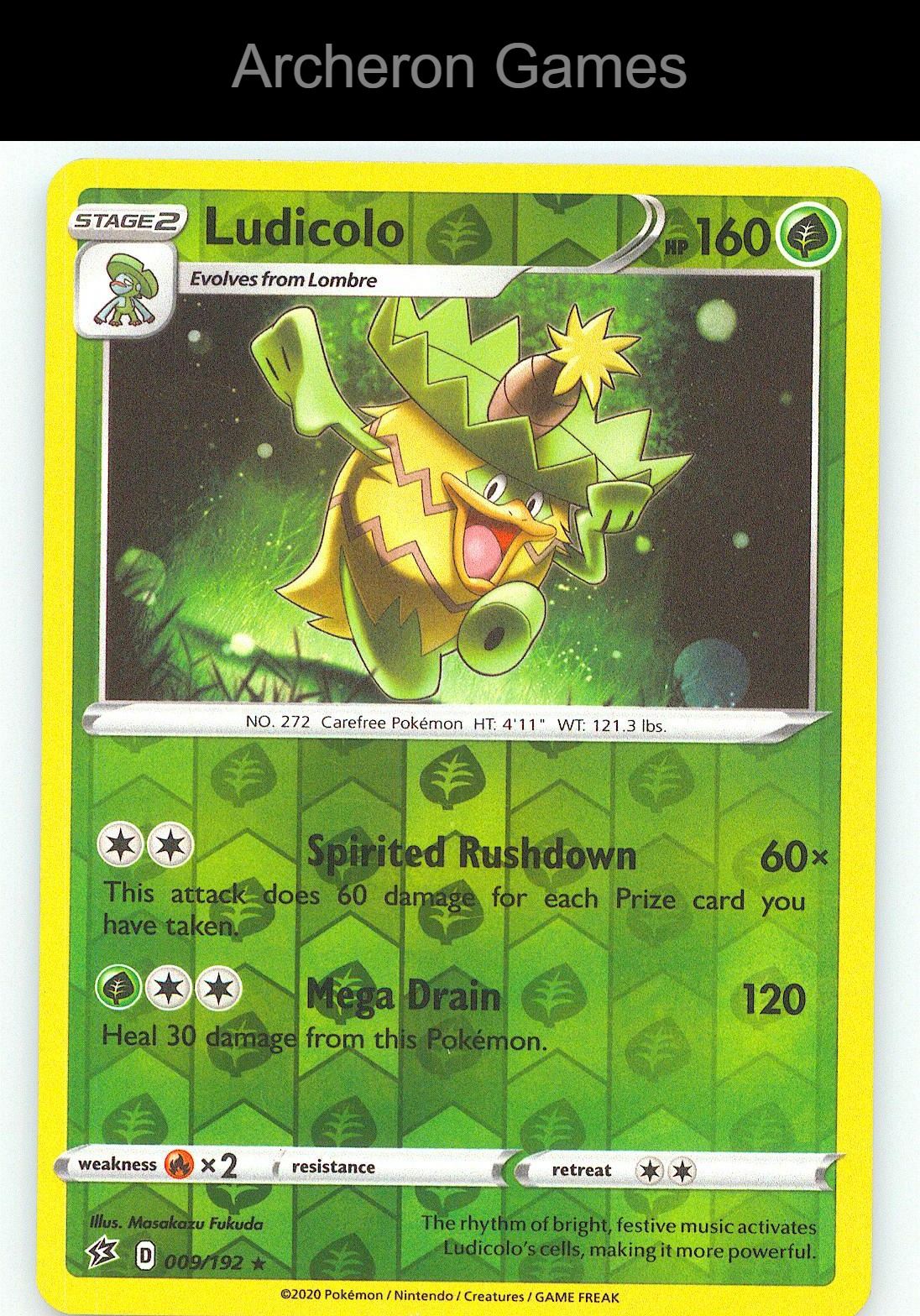 Pokemon Card Ludicolo RCL 009/192 R Rebel Clash Reverse Holo