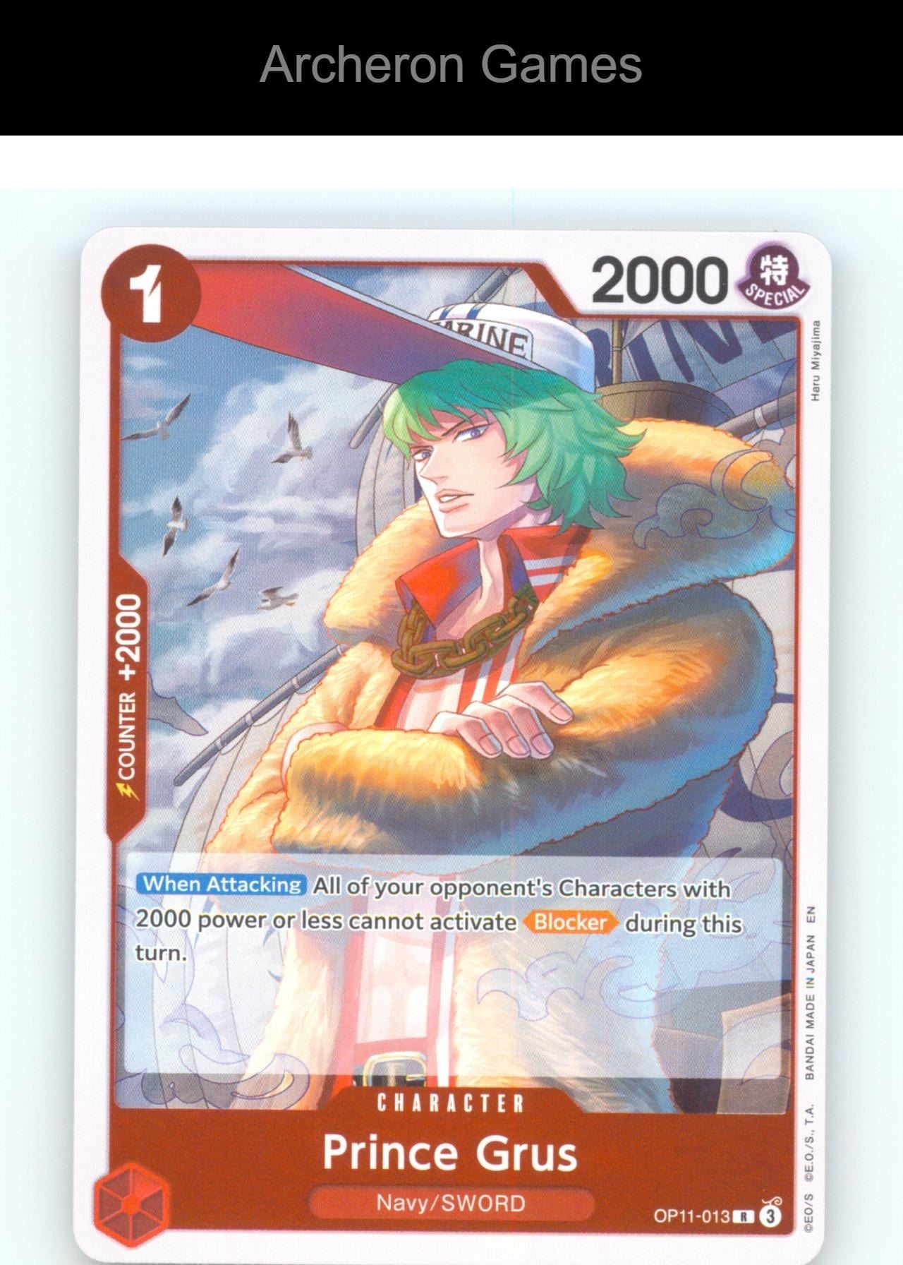 Prince Grus (Judge Pack Vol. 7) OP11-013 R One Piece Card NM/EX+ Foil
