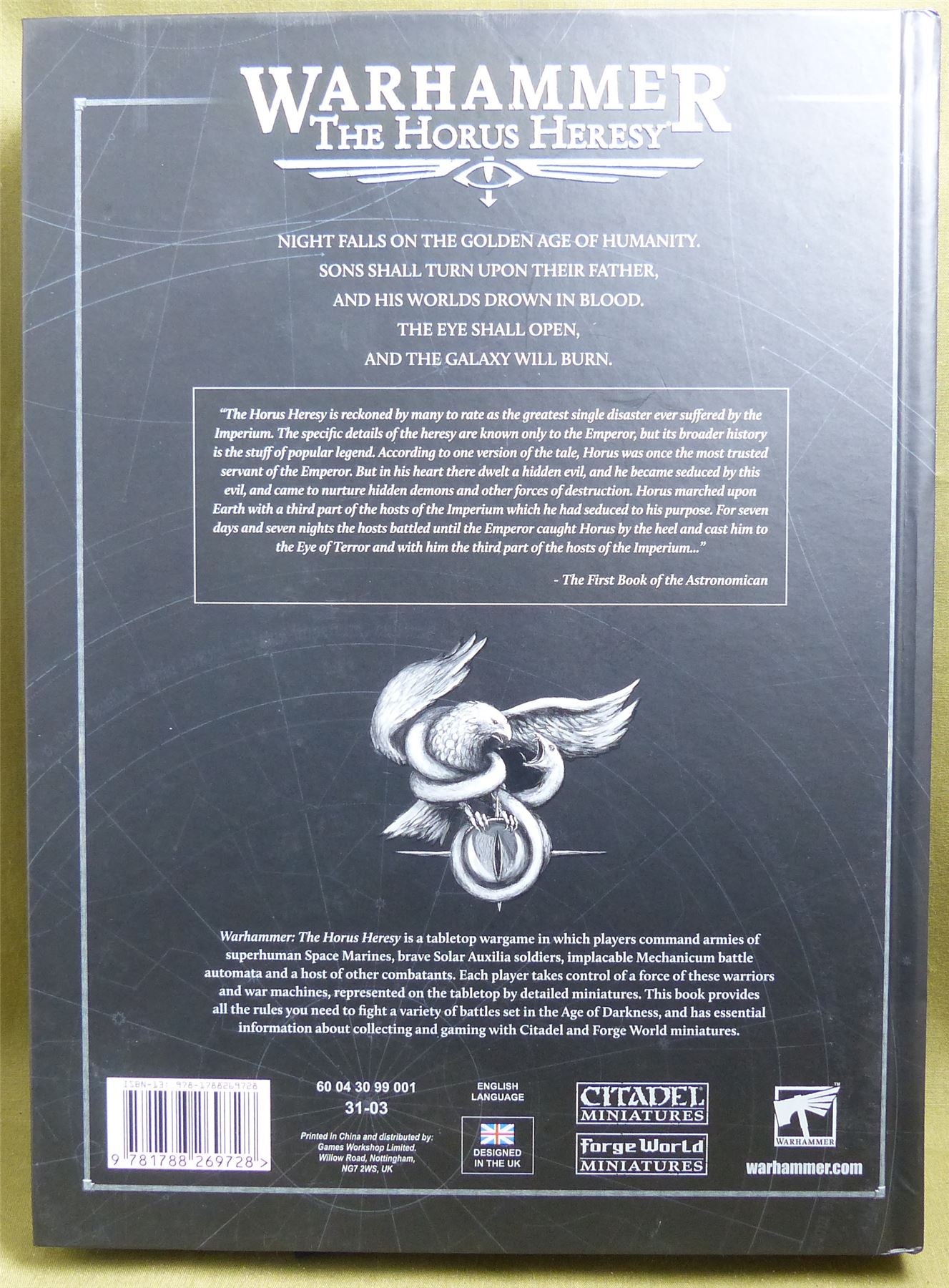 Age of Darkness 2nd Edition Rulebook hardback - Warhammer Horus Heresy #1A8