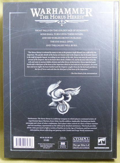 Age of Darkness 2nd Edition Rulebook hardback - Warhammer Horus Heresy #1A8