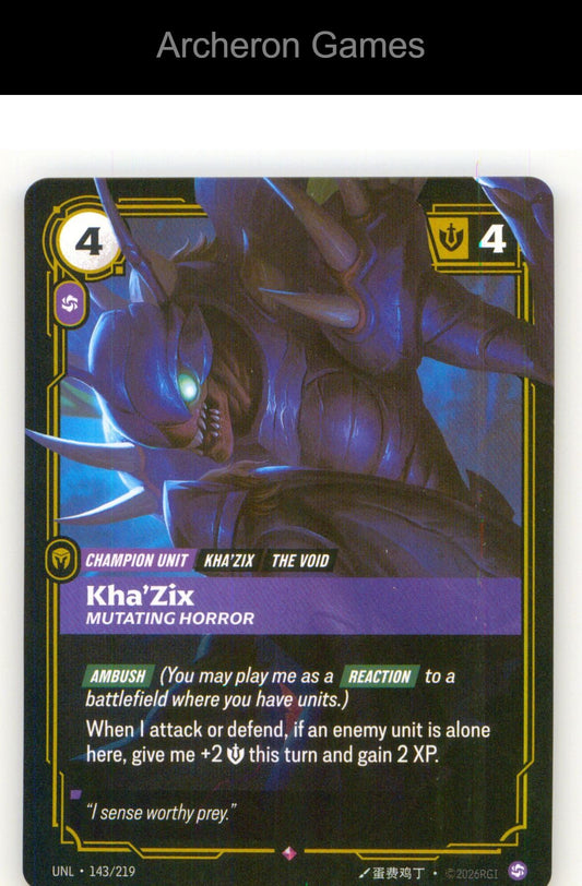 Kha'Zix - Mutating Horror UNL 143/219 R Unleashed Riftbound Card