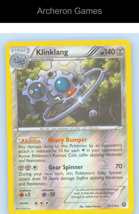 Pokemon Card Klinklang STS 73/114 R Steam Siege Reverse Holo