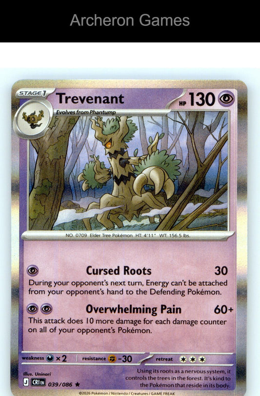 Pokemon Card Trevenant ME04 039/086 HOLO R Chaos Rising