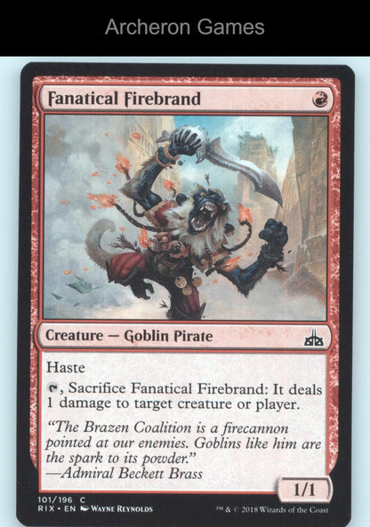 Fanatical Firebrand 101 C MTG Card Rivals of Ixalan