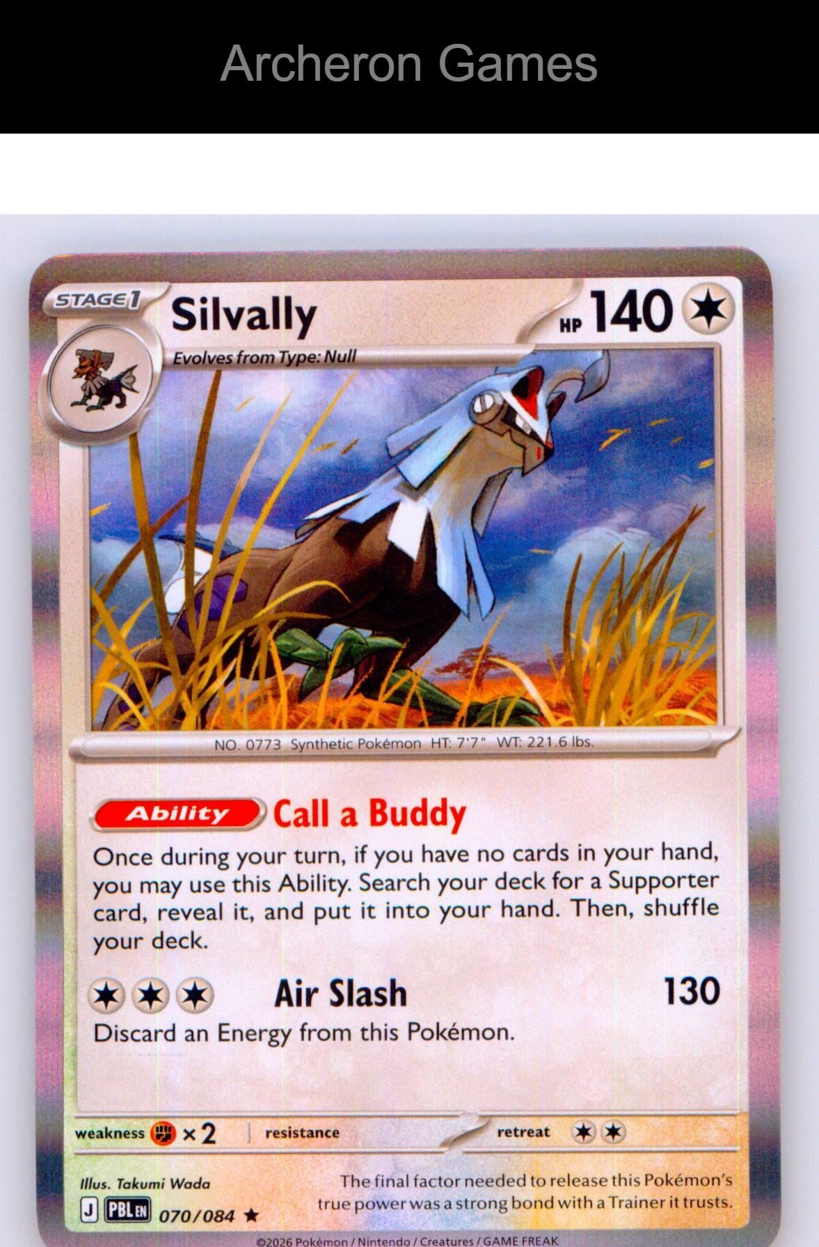 Pokemon Card Silvally ME05 070/084 R Pitch Black Holo
